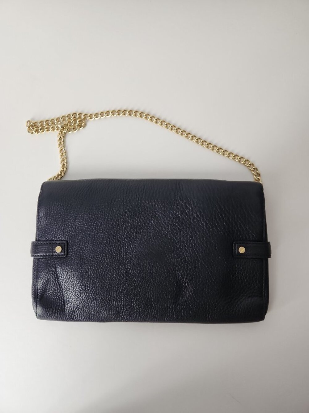 Michael Kors Astrid black pebbled leather clutch bag gold chain shoulder strap - Picture 4 of 14